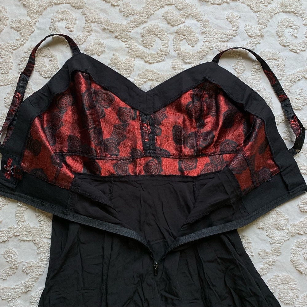 Royal Bones Red Black Rose Dress medium - Picture 9 of 15